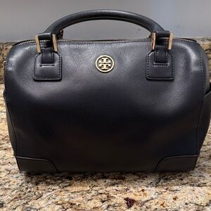 Tory Burch Black Satchel with Gold Accents